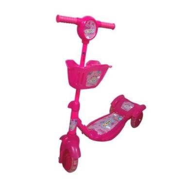 Imagem de Patinete Infantil 3 Rodas Musical Luzes Cesta Rosa Importway