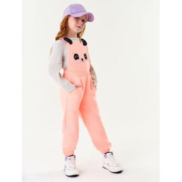 Imagem de Conjunto Blusa E Jardineira Panda Mescla E Laranja Neon Abrange, Laran