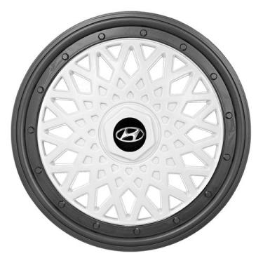 Imagem de Calota aro 14 bbs branco grafite 601ar bcg e aro de pressão + emblema 