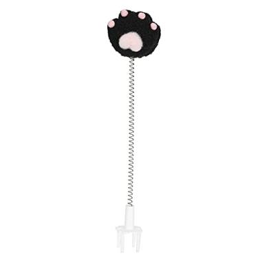 Imagem de GLOGLOW Varinha de desafio de metal, brinquedo de pelúcia para gatos, brinquedo interativo para gatos em ambientes fechados, exercício e brincadeira (preta)