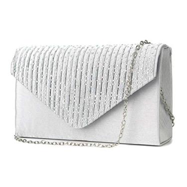 Imagem de Nodykka Bolsas e bolsas envelope para noite bolsa tiracolo clássica festa de casamento bolsa de ombro para mulheres, Strass prateado colorido, One Size