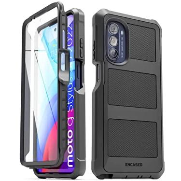 Imagem de Encased Capa Falcon Armor para (2022) Moto G Stylus 5G com protetor de tela, proteção total do corpo com proteção de tela integrada, preta (somente modelo 5G)