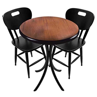 Imagem de Mesa redonda rustica madeira e ferro 2 cadeiras - Empório Tambo