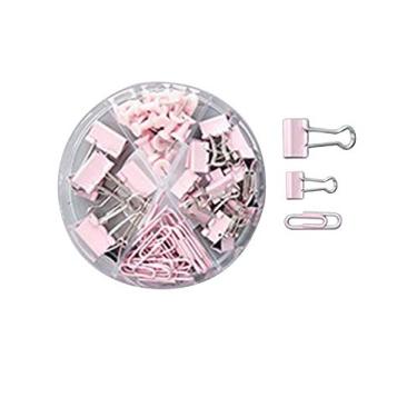 Imagem de Conjunto de clipes de papel para fichário Legou com caixa para materiais de escritório, rosa