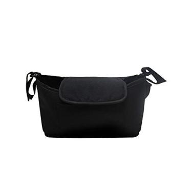 Imagem de Jashanz — Organizador universal multifuncional para carrinho de bebê de grande capacidade, bolsa de armazenamento para cadeiras, viagens ao ar livre, preta, com alça de ombro livre, 30 x 17 x 12 cm