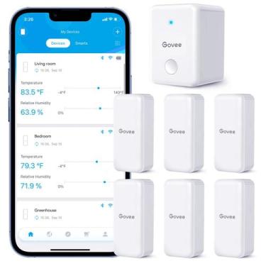 Imagem de Termômetro e Higrômetro WiFi Govee H5100 - Pacote com 6 Unidades (Verd