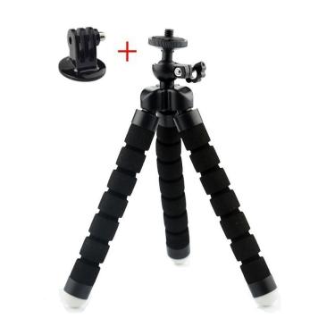 Imagem de Tripé Articulável Mini Octopus + Suporte Cor Preto para Câmeras GoPro Hero Sjcam Xiaomi