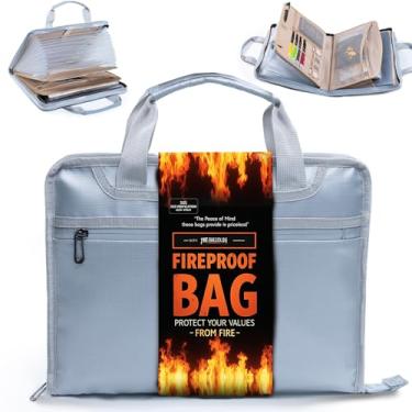 Imagem de FRECOLSH Pasta de arquivos expansível à prova de fogo - Organizador de arquivos sanfonado de 13 bolsos - Organizador de documentos importante - Bolsa portátil de armazenamento de documentos com alça |