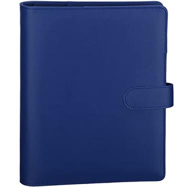 Imagem de Antner A5 fichário com 6 anéis, recarregável, agenda, fichário, capa para refil de papel A5, couro PU, folha solta, organizador pessoal, planejador de orçamento para economia e orçamento com fivela