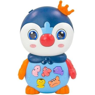 Imagem de Teclado Musical Infantil Pinguim, 6 Teclas, 3 Modos, Sons e Melodias, Brinquedo Educativo, Azul, 15cm