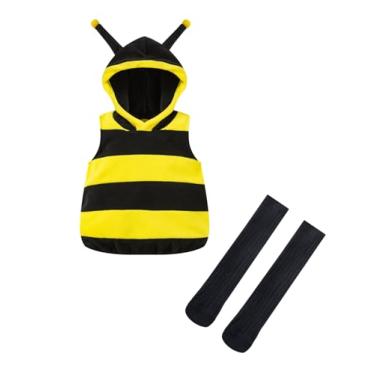 Imagem de Auggle Unisex Infant Baby Outfits Girl Boy Bees Sleeveless Hooded Outfit 6-12Months