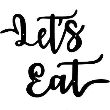 Imagem de Placa de metal Let's Eat, 2 peças, recorte preto rústico para decoração de cozinha, placa de parede para pendurar na cozinha, decoração de sala de jantar