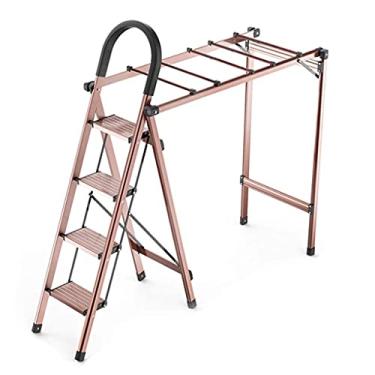 Imagem de EESCZVGBDX Escada dobrável para secar roupa secadora multifuncional dupla finalidade airer casa cozinha garagem escada leve portátil elegante de luz