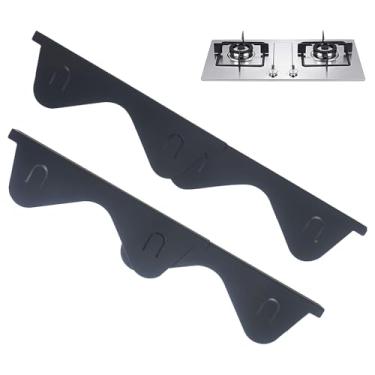 Imagem de Capas de espaço para fogão | Capa de espaço de aço inoxidável | Protetor de bancada ajustável conjunto de 2 protetores de forno, enchimento de lacunas para trás do fogão entre a pia e micro-ondas