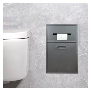 Imagem de Nicho de chuveiro de aço inoxidável, suporte de papel higiênico embutido, suporte de armazenamento de parede para banheiro, cozinha, sala de estar - cinza (50 x 30 x 14 cm) - solução durável, elegante