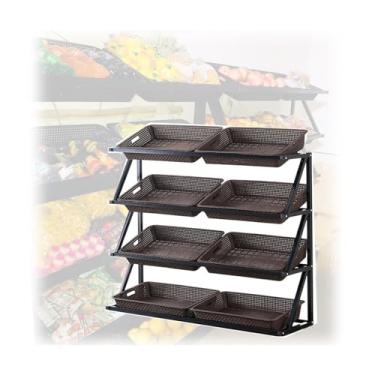 Imagem de Organizador versátil de despensa de cozinha - Prateleira de lanche de 8 cestas, mercadoria de supermercado, solução de armazenamento que economiza espaço (marrom)