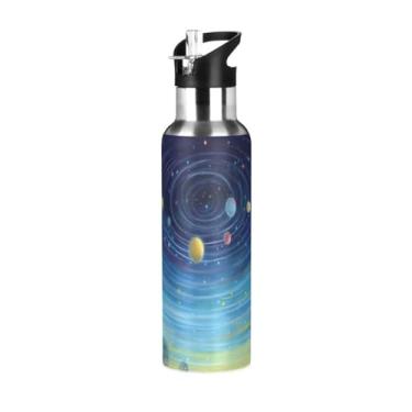 Imagem de Burbuja Garrafa de água de aço inoxidável do sistema solar, garrafas de água isoladas a vácuo com tampa de canudo para esportes, academia, escola - à prova de vazamento e suor, sem BPA, 590 ml