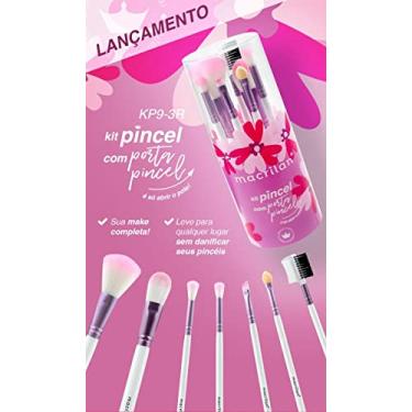 Imagem de Kit 7 Pinceis com Porta Pincel - KP9-3R, Pincel para Maquiagem - Super Macil - Macrilan