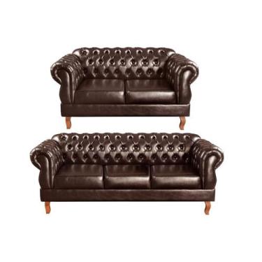 Imagem de Conjunto Chesterfield Sofá Duquesa 2 e 3 Lugares Decoração Retrô Vinta