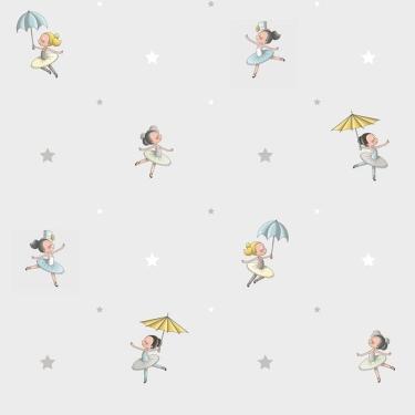 Imagem de Papel De Parede Treboli Cinza Bailarinas 5821 - Rolo 10m X 0,53m