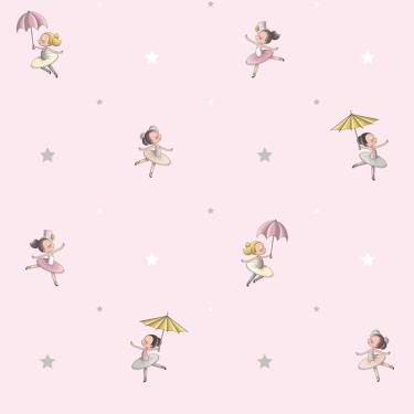 Imagem de Papel De Parede Treboli Rosa Bailarinas 5822 - Rolo 10m X 0,53m