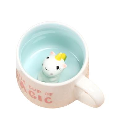 Imagem de NOSCOMP Xícara de café requintada de desenho animado, caneca de café 3D, feita com cerâmica, aplicável para uso no escritório, adequada para chá quente e frio com leite e café (azul unicórnio, 400 ml)