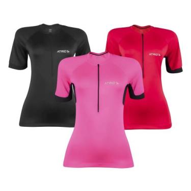 Imagem de Kit 3 Camisas Ciclismo Feminina Atrio PP  UV30, Dryfit, Antimicrobiana