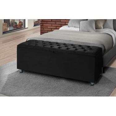 Imagem de Baú Recamier Cor Preto Sara Com Capitonê 190cm Para Cama King - Lv - L