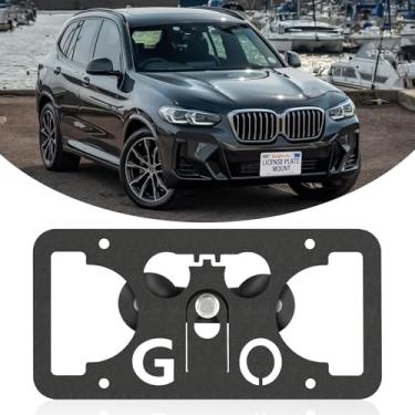 Imagem de Moldura frontal sem furadeira compatível com BMW X3 2011-2024 Suporte de montagem de grade de placa de carro antifurto Capas de etiqueta de carro à prova de ferrugem, acessórios de carro à prova de