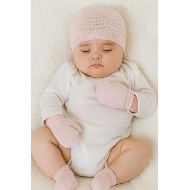 Imagem de Kit Maternidade Bebê Recém-nascido Touca,Luva,meia Papilloo, Rosa, Cla