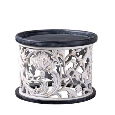 Imagem de Mesa de centro pequena de madeira maciça, mesa lateral de sofá, mesa redonda pequena criativa, mesa de cabeceira redonda simples, mesa lateral simples (B)