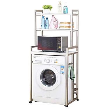 Imagem de Estruturas de armazenamento de lavadora para banheiro, rack de banheiro de prateleira, rack de armazenamento de 3 camadas sobre Washinghine - Prateleira de banheiro de metal utilitário - Rack de arm