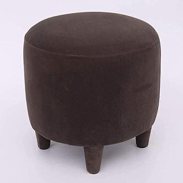 Imagem de Banqueta para os pés de tecido, otomano estofado, redondo, casual, pequeno, para sala de estar, quarto, corredor, sapato, banco, carga máxima de 200 kg - curry de profundidade 33 x 33 cm