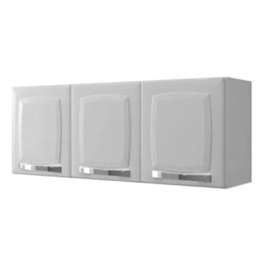 Imagem de Armário Aéreo Planejado Branco Neve - 3 Portas para Cozinha Compacta(PORTAS PRETA)