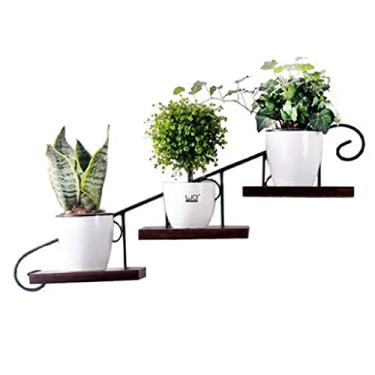 Imagem de Prateleiras flutuantes Suporte de flores de parede vintage para vaso de flores de ferro vintage suporte de decoração de parede rack de decoração de casa (tamanho: 65 x 15 x 30 cm)