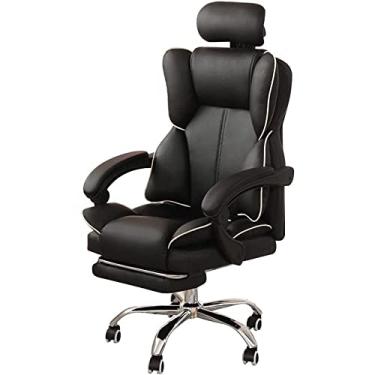 Imagem de Escritório reclinável, mesa confortável, escritório alto em casa, computador de couro reclinável com apoio de braço, ergonômico para suporte lombar, couro executivo ajustável com apoio para os pés