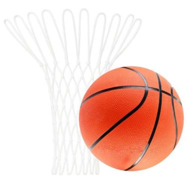 Imagem de Kit Bola De Basquete Oficial E Rede 12 Alças Malha Grossa Fio 2mm Tama