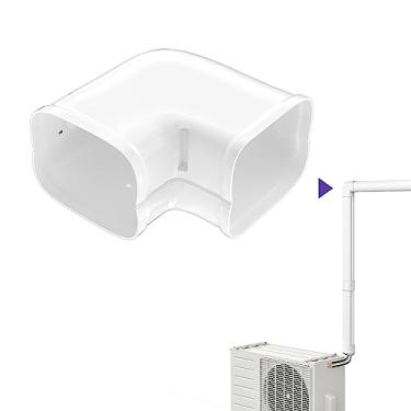 Imagem de Cestluck Cotovelo plano de 12,7 cm L 90°, tampa de dobra de nível, kit de capa de conjunto de linha de PVC decorativo, acessórios para mini condicionadores de ar divididos sem dutos, AC central e bombas de calor