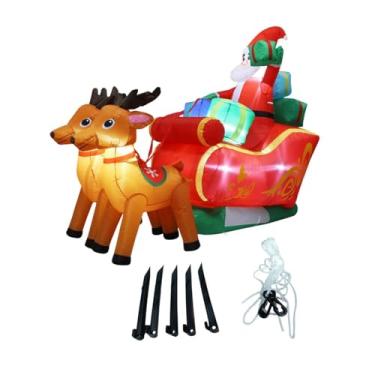 Imagem de shamjina Papai Noel inflável de Natal em trenó com renas - Decoração natalina para jardim, ambientes internos e externos, 1.8 Milhões