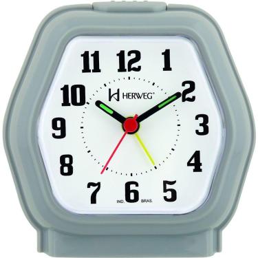 Imagem de Relógio Despertador Quartz Cabeceira Alarme Luz Cinza - Cinza