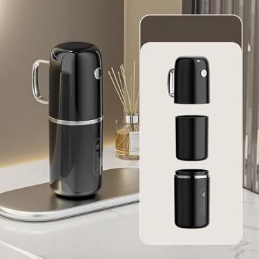 Imagem de Suporte 3 em 1 para escova de dentes de viagem com tampa recipiente portátil para acampamento viagem de negócios (preto)