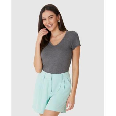 Imagem de Blusa Básica Feminina Mullet Decote V Em Viscose Stretch - Malwee, Cin