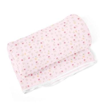 Imagem de Cobertor Bebê Flanelado Floral Rosa 1,10m X 90cm Papi
