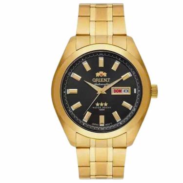 Imagem de Relógio de Pulso Orient Masculino Automático Prova Dágua 10 ATM Calendario Mecanico 3 Estrelas Aço Inóx Casual Dourado 469GP075F G1KX