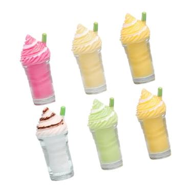 Imagem de Toyvian 6 Unidades Copo de chá de leite de simulação Miniaturas de bebidas em miniatura Miniaturas de bebidas realistas palha de tiro de plástico bebida em miniatura mini comida