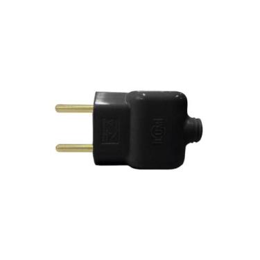 Imagem de Plug Tomada Pino Macho Prensa Cabo Fio 2P 10A 250V Preto - Ilumi