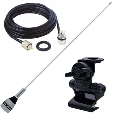 Imagem de Antena Móvel 1/4 Vhf 50cm M-300C Suporte Porta Malas Capô Cabo Coaxial