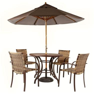 Imagem de Kit 4 Cadeiras Fibra , Mesa  E  Marrom