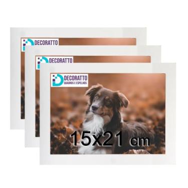 Imagem de Kit 3 Porta Retratos C/vidro 15x21 A5 Moldura Branca para fotos e deco