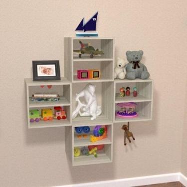 Imagem de Conjuntol 4 Nichos Cubo com 1 Prateleira Montana Kit Cubos Baby Espres